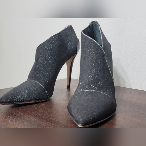 🤩Host Pick❤️Diane Von Furstenburg Canvas Black Bootie Heels Women's Size 10B - Picture 10 of 16